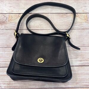 Coach Ramblers Legacy Crossbody Bag Black Leather Vintage Turnlock 9061 USA